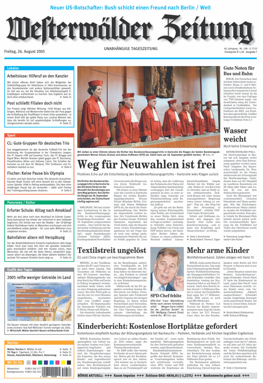 Westerwälder Zeitung vom Freitag, 26.08.2005