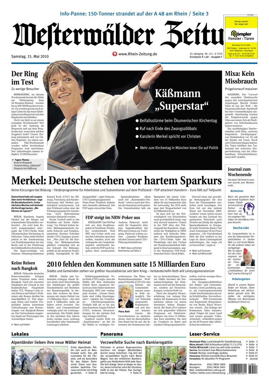 Westerwälder Zeitung vom Samstag, 15.05.2010