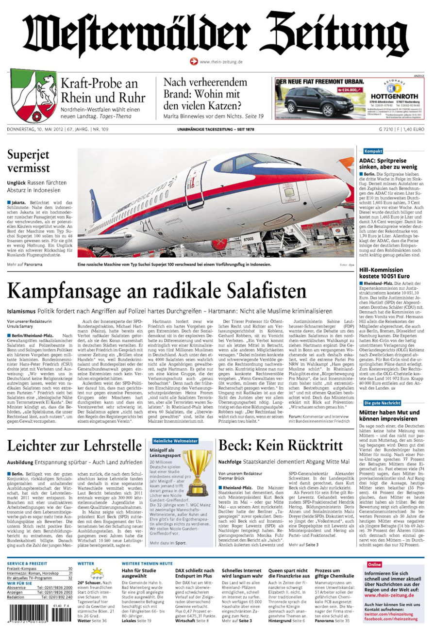 Westerwälder Zeitung vom Donnerstag, 10.05.2012