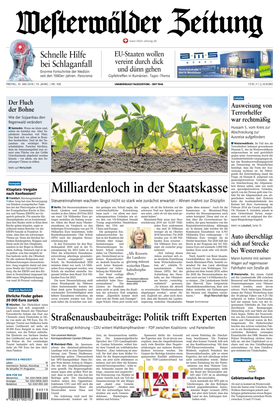Westerwälder Zeitung vom Freitag, 10.05.2019