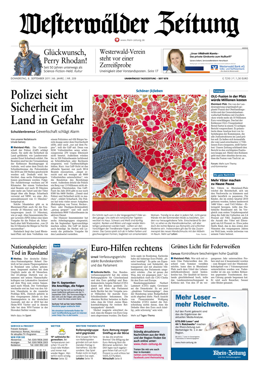 Westerwälder Zeitung vom Donnerstag, 08.09.2011