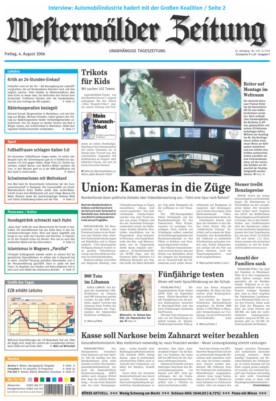 Westerwälder Zeitung vom Freitag, 04.08.2006
