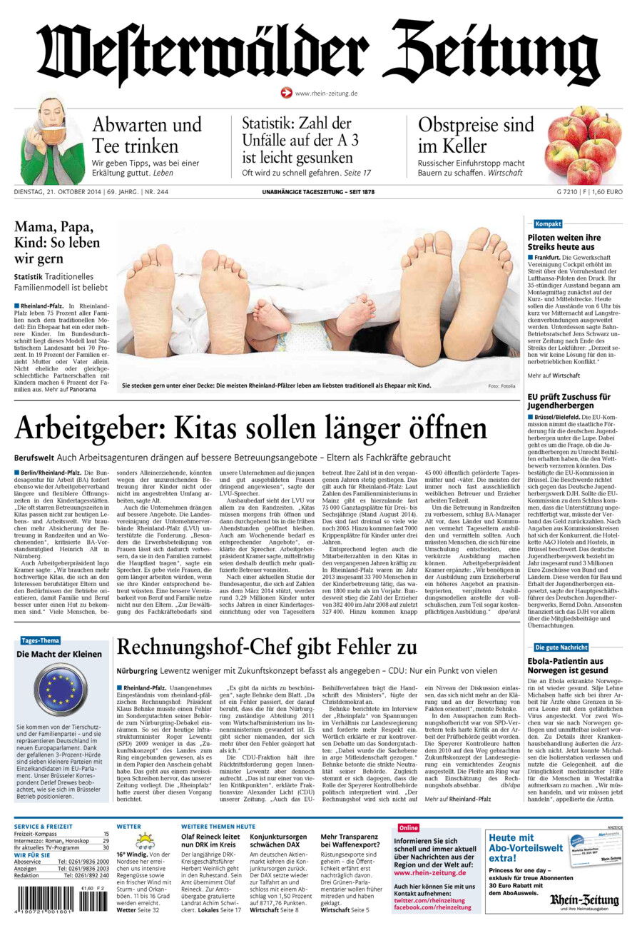 Westerwälder Zeitung vom Dienstag, 21.10.2014