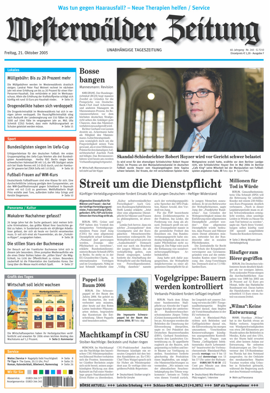 Westerwälder Zeitung vom Freitag, 21.10.2005
