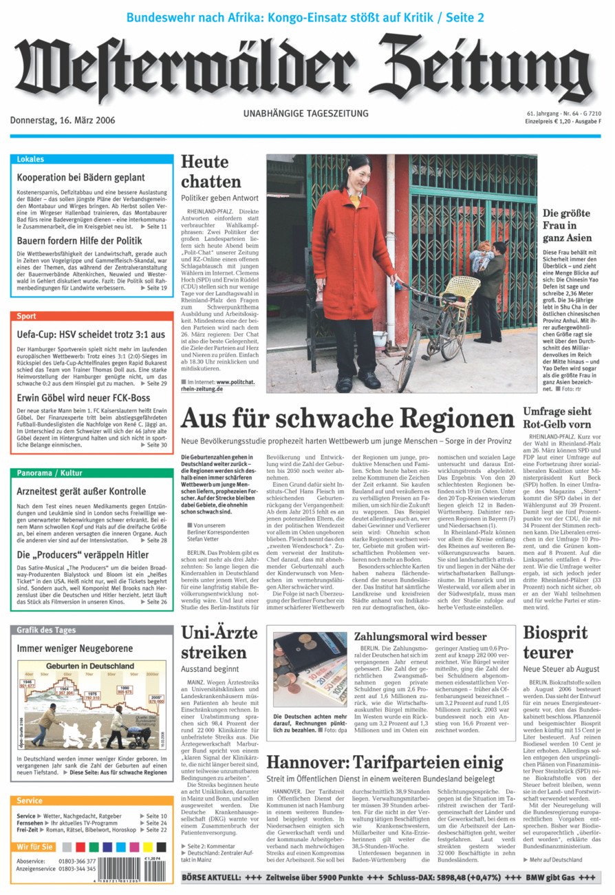 Westerwälder Zeitung vom Donnerstag, 16.03.2006