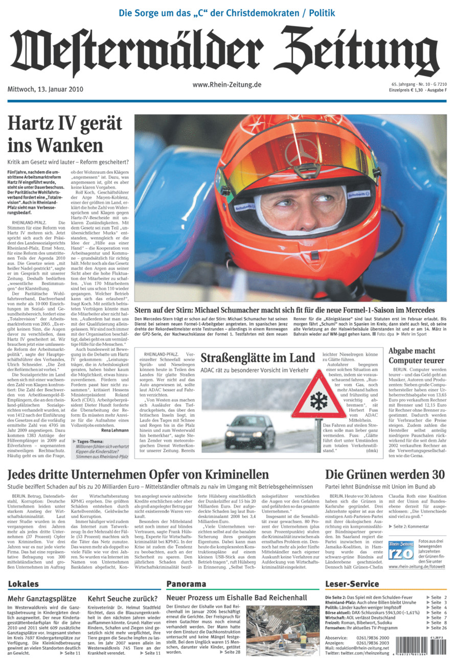 Westerwälder Zeitung vom Mittwoch, 13.01.2010