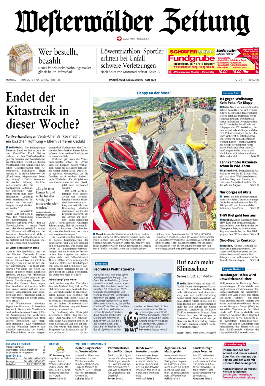 Westerwälder Zeitung vom Montag, 01.06.2015