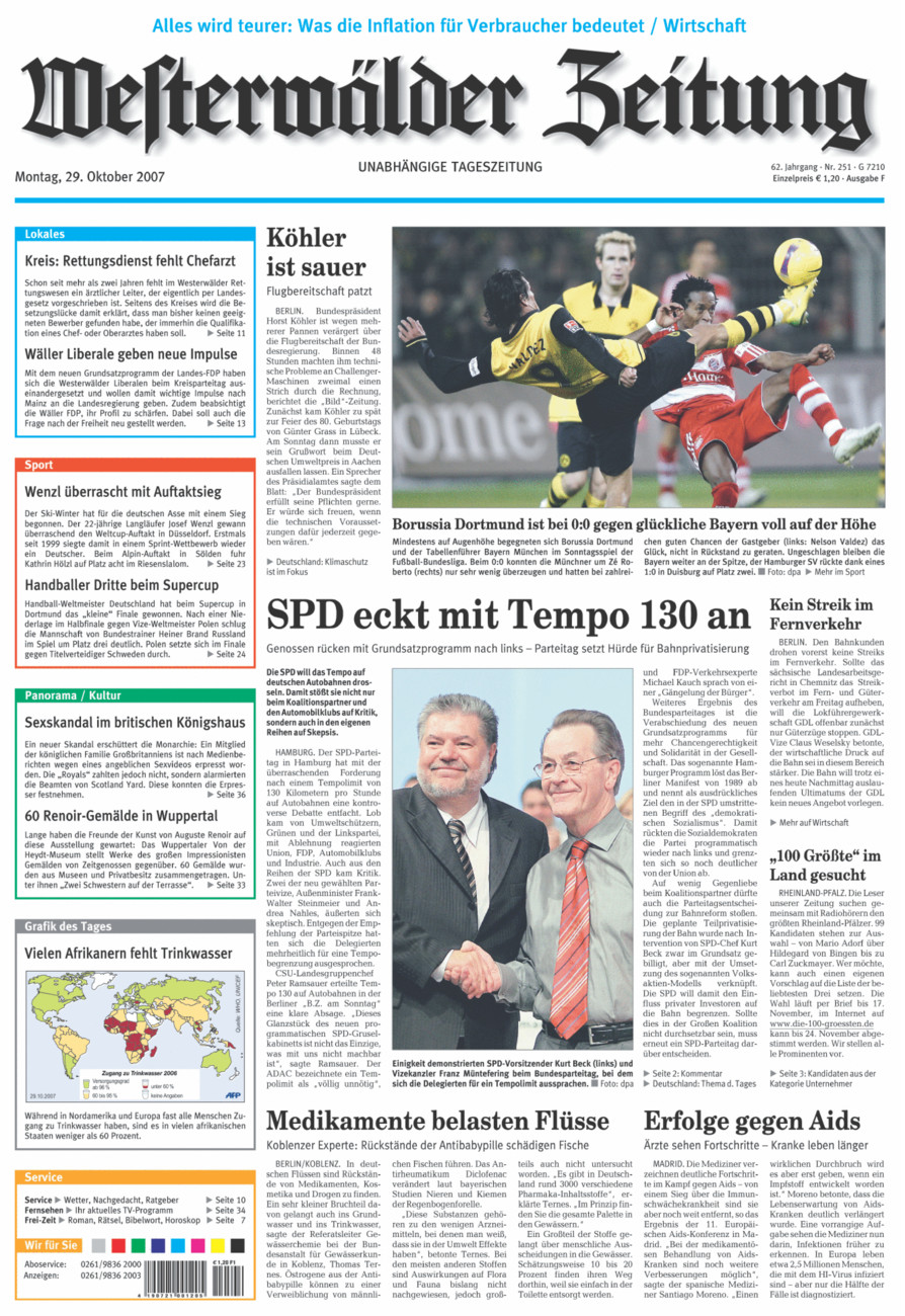 Westerwälder Zeitung vom Montag, 29.10.2007