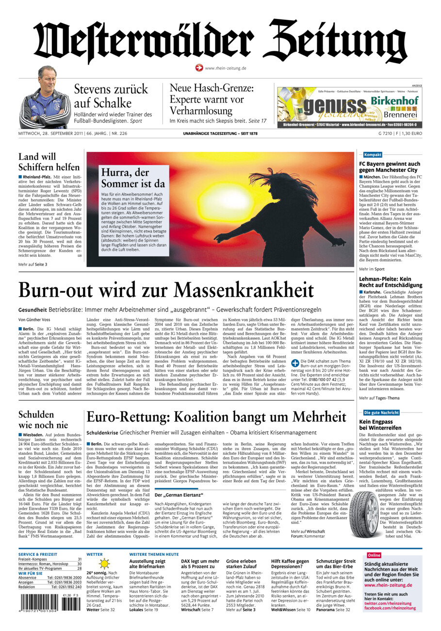 Westerwälder Zeitung vom Mittwoch, 28.09.2011