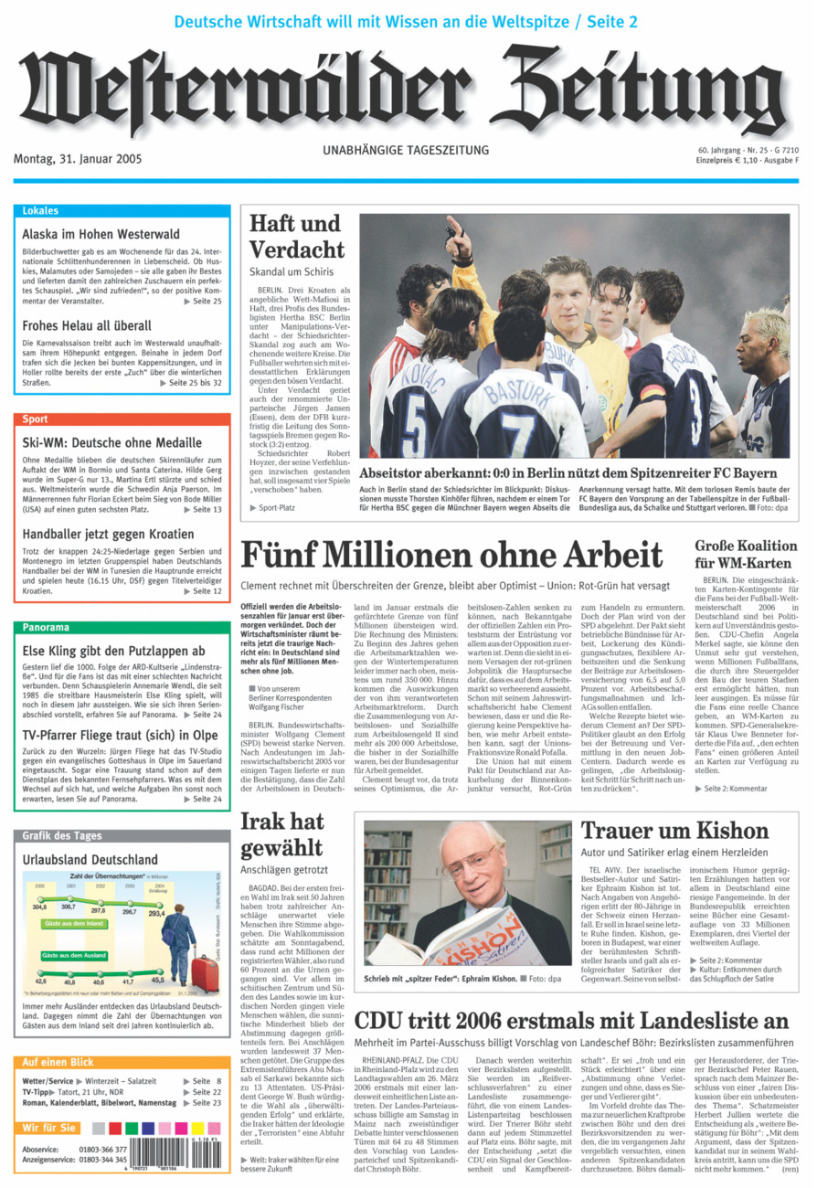 Westerwälder Zeitung vom Montag, 31.01.2005