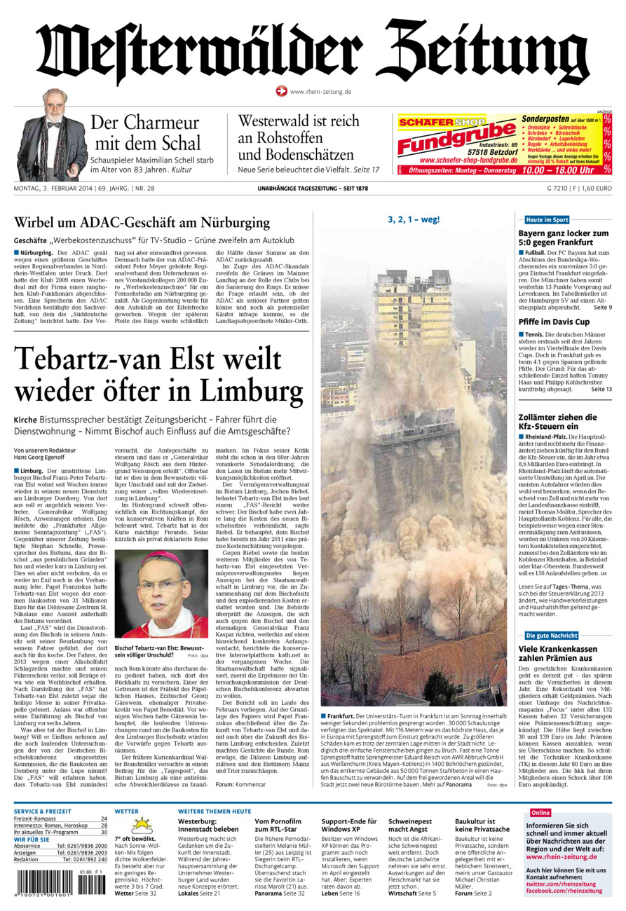 Westerwälder Zeitung vom Montag, 03.02.2014