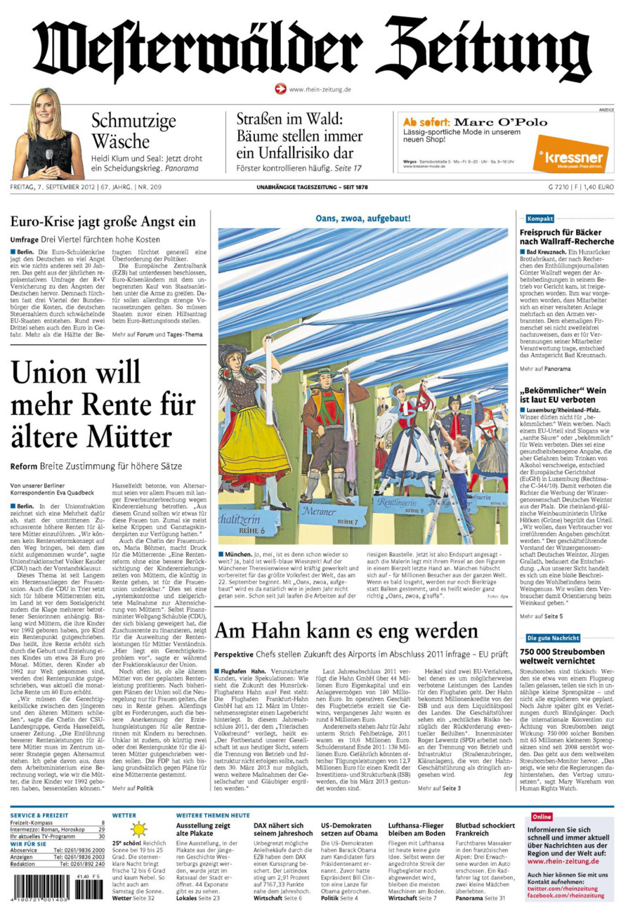 Westerwälder Zeitung vom Freitag, 07.09.2012