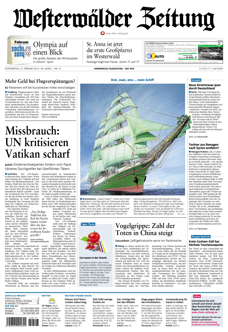 Westerwälder Zeitung vom Donnerstag, 06.02.2014