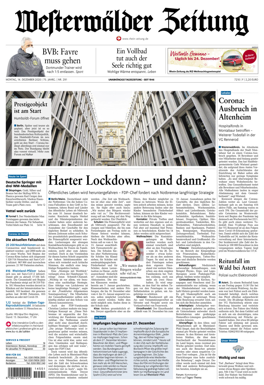 Westerwälder Zeitung vom Montag, 14.12.2020