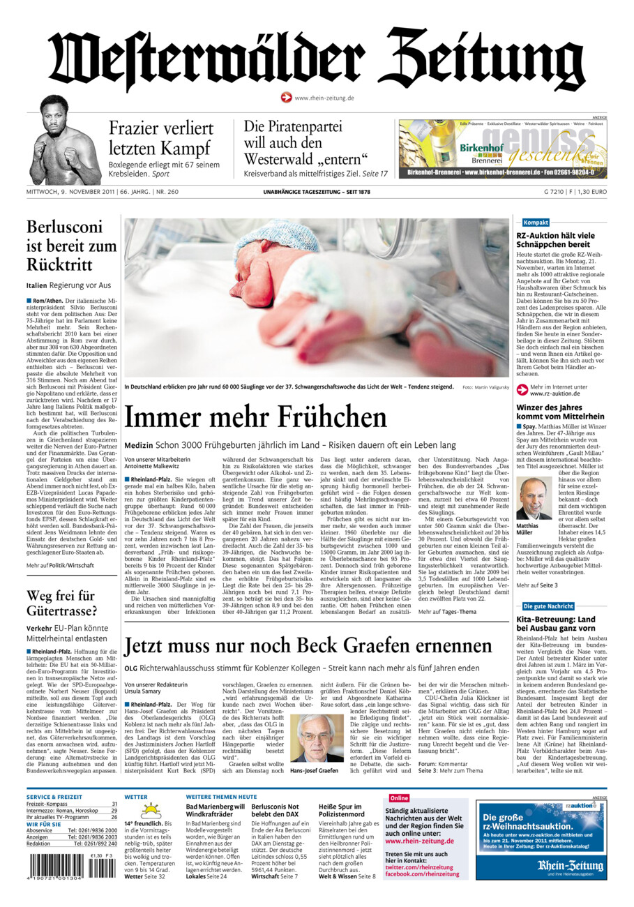 Westerwälder Zeitung vom Mittwoch, 09.11.2011