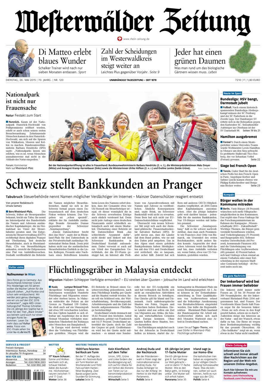 Westerwälder Zeitung vom Dienstag, 26.05.2015