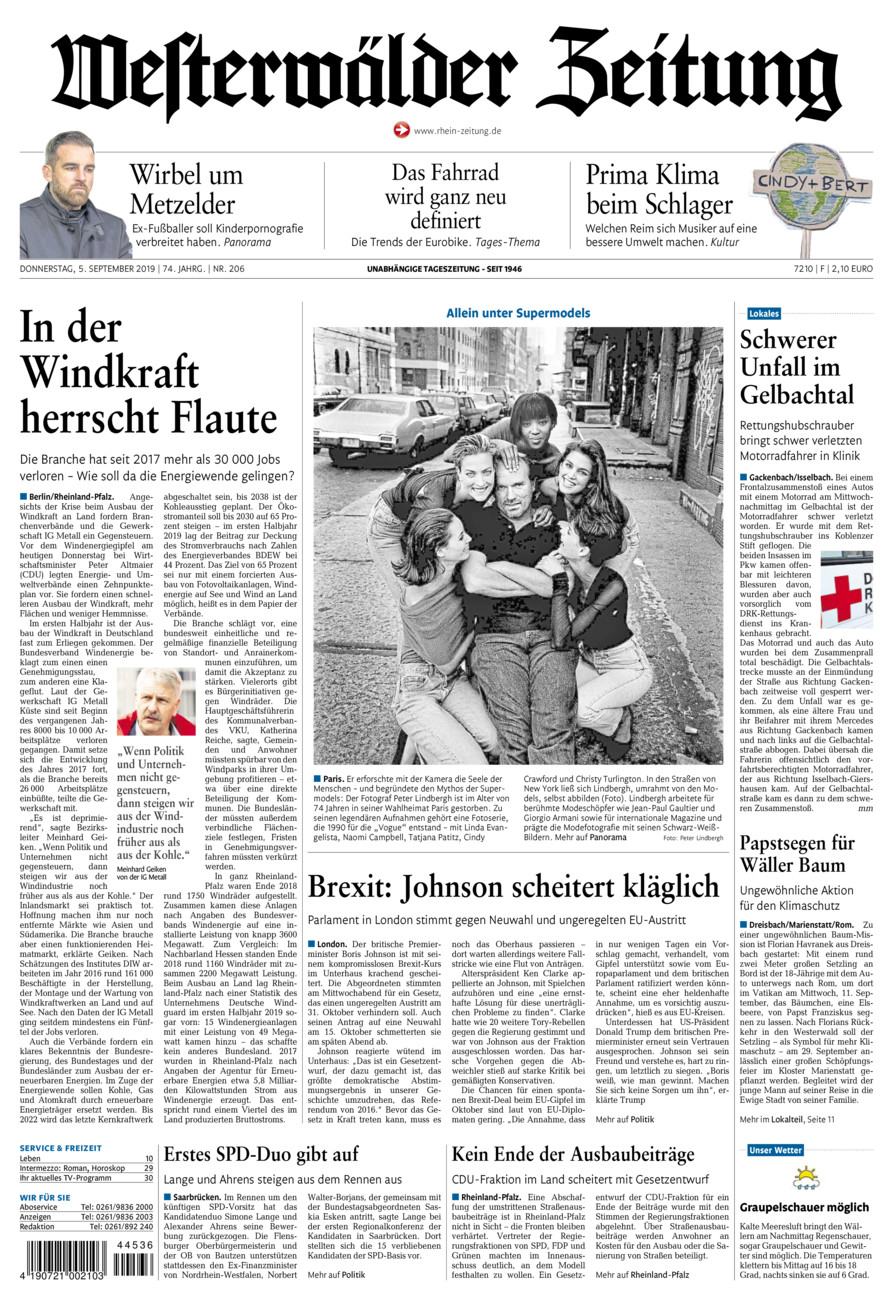 Westerwälder Zeitung vom Donnerstag, 05.09.2019
