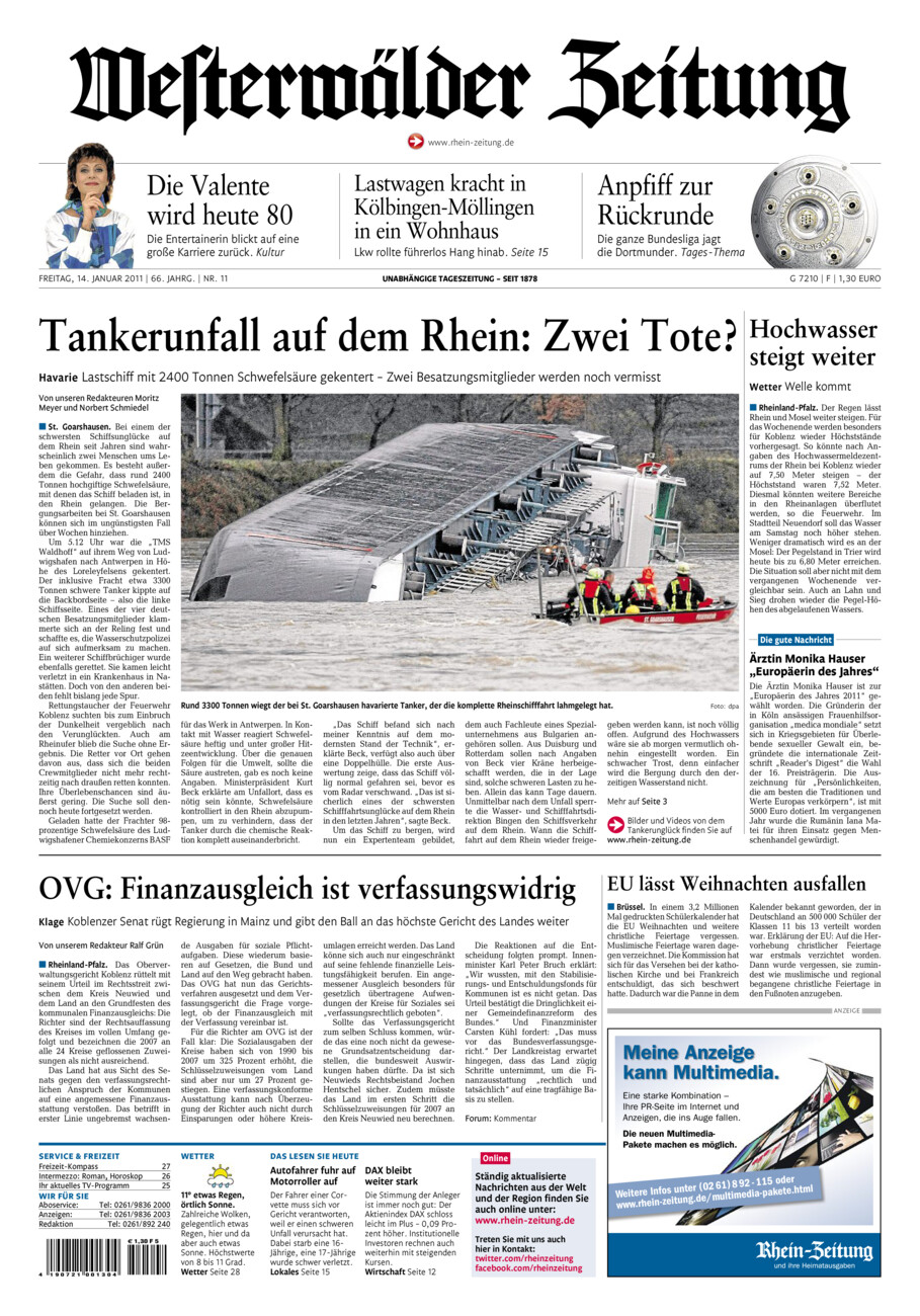Westerwälder Zeitung vom Freitag, 14.01.2011
