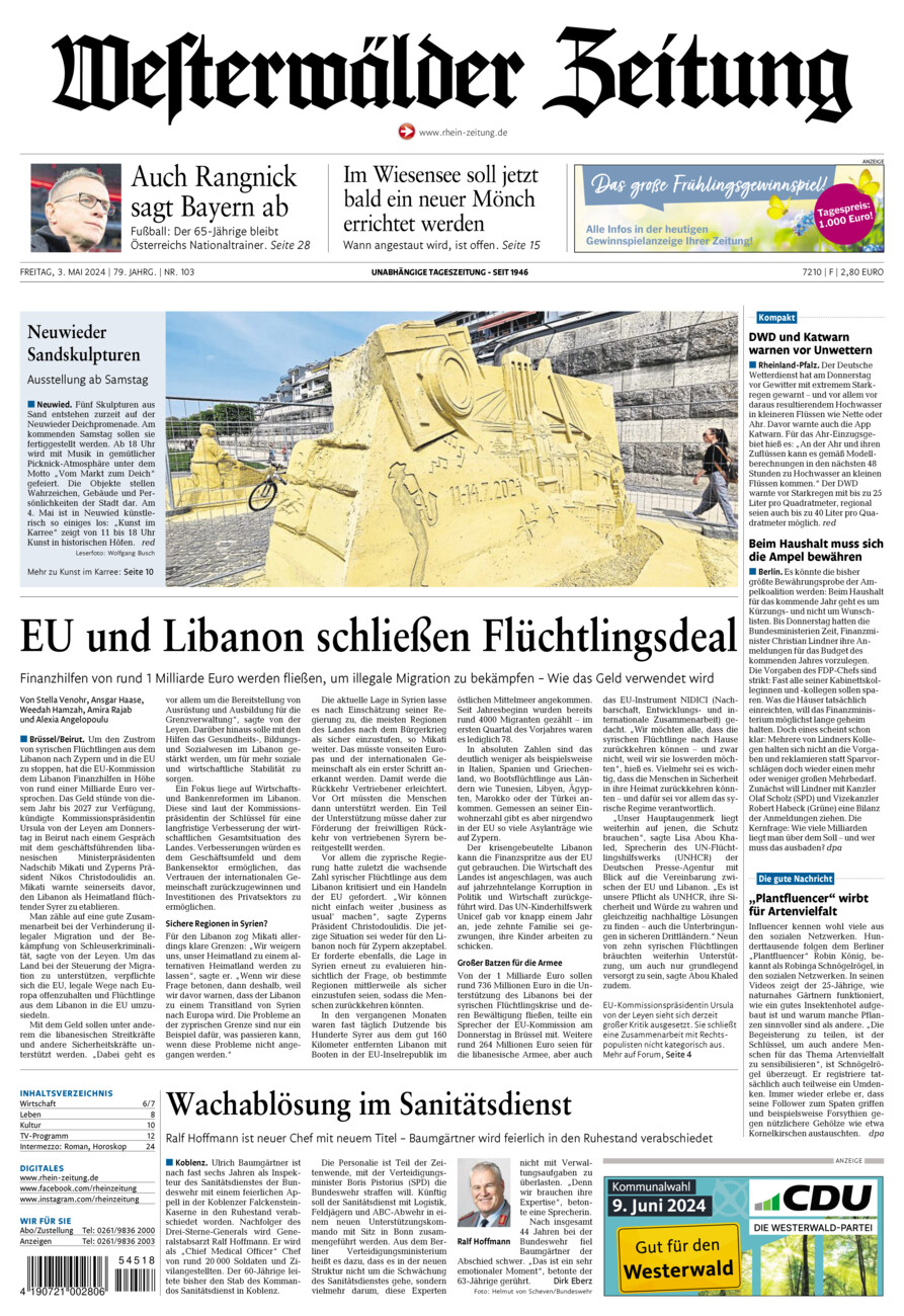 Westerwälder Zeitung vom Freitag, 03.05.2024