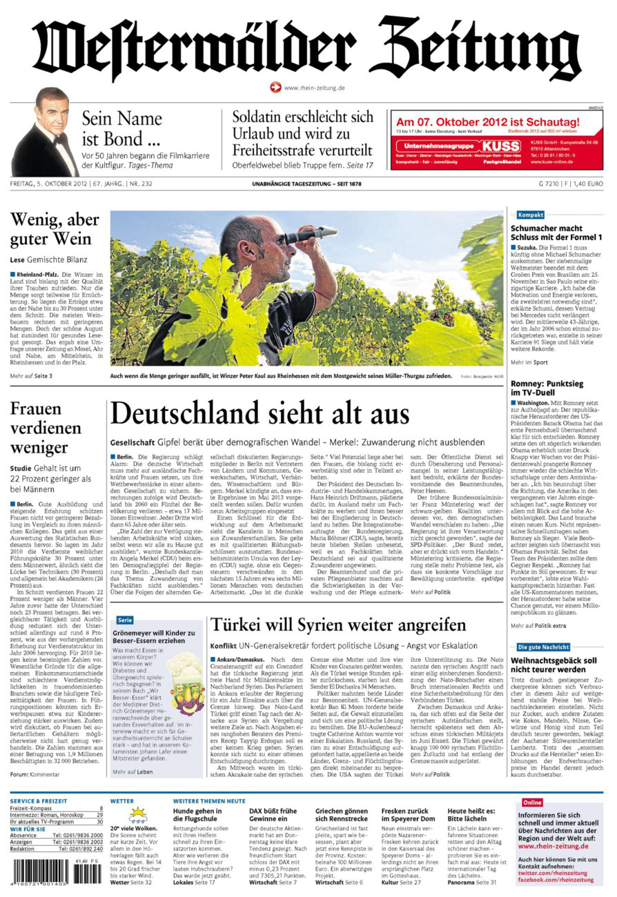 Westerwälder Zeitung vom Freitag, 05.10.2012