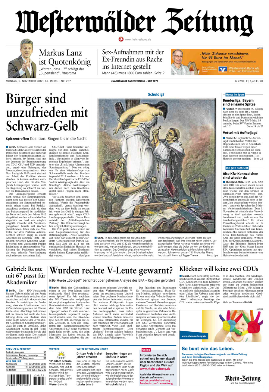 Westerwälder Zeitung vom Montag, 05.11.2012
