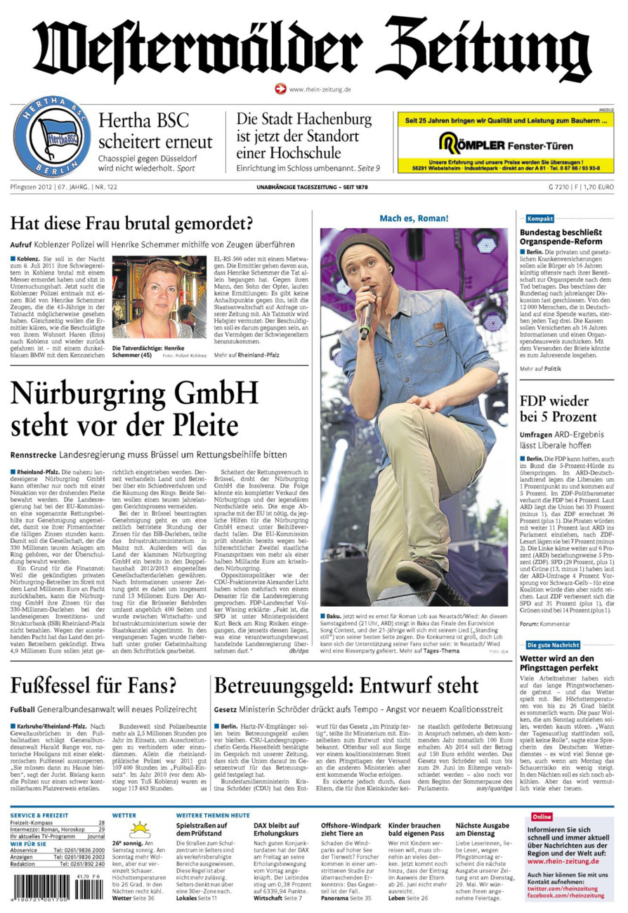 Westerwälder Zeitung vom Samstag, 26.05.2012