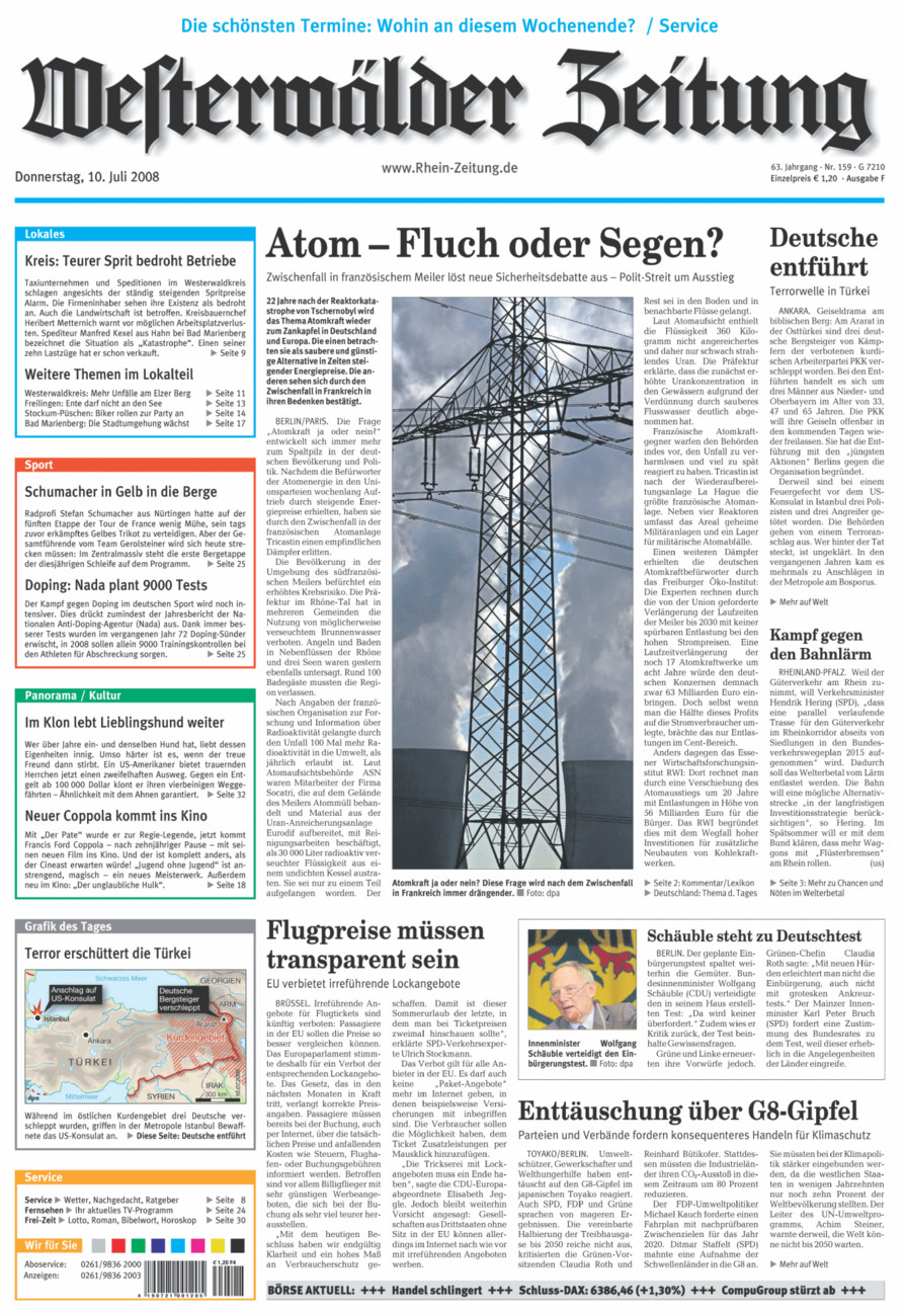 Westerwälder Zeitung vom Donnerstag, 10.07.2008