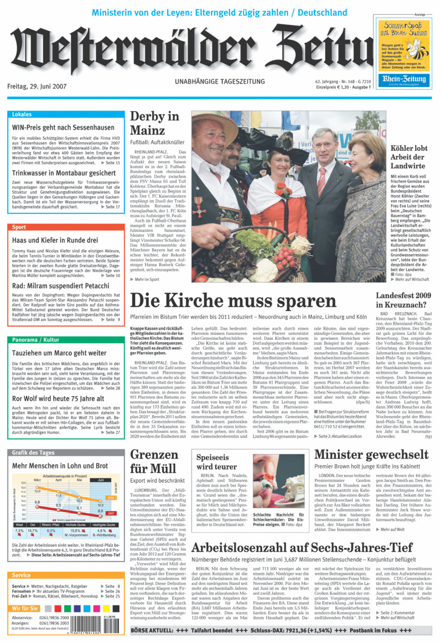 Westerwälder Zeitung vom Freitag, 29.06.2007
