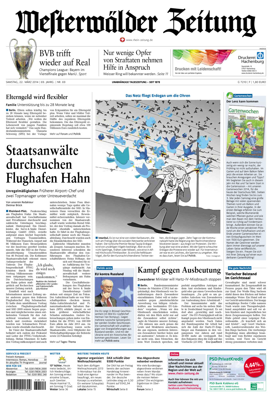 Westerwälder Zeitung vom Samstag, 22.03.2014