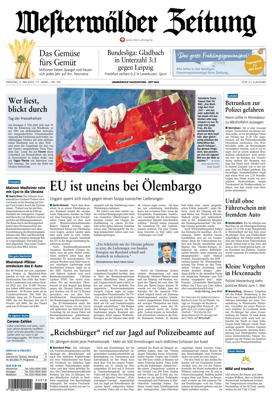 Westerwälder Zeitung vom Dienstag, 03.05.2022