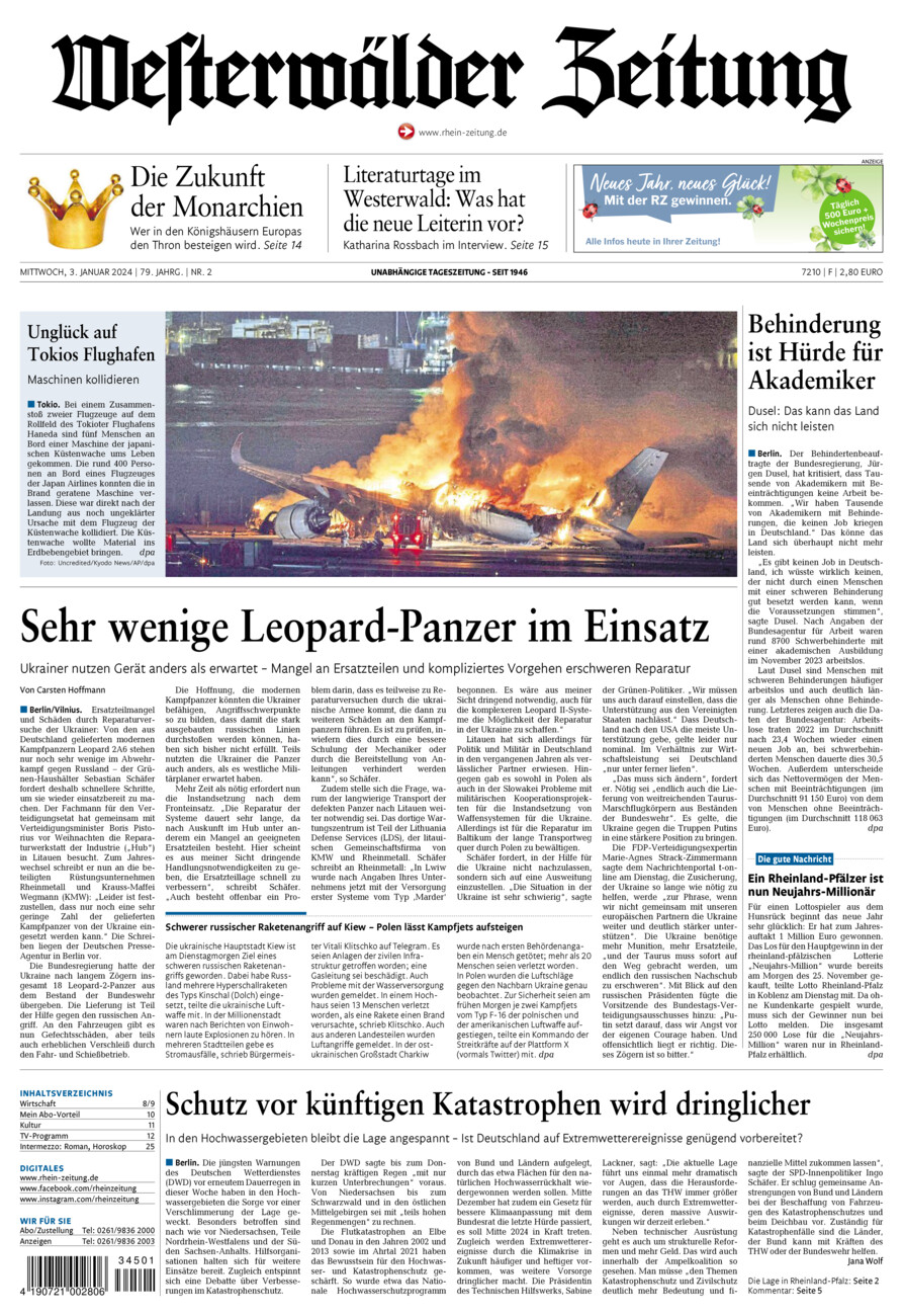 Westerwälder Zeitung vom Mittwoch, 03.01.2024