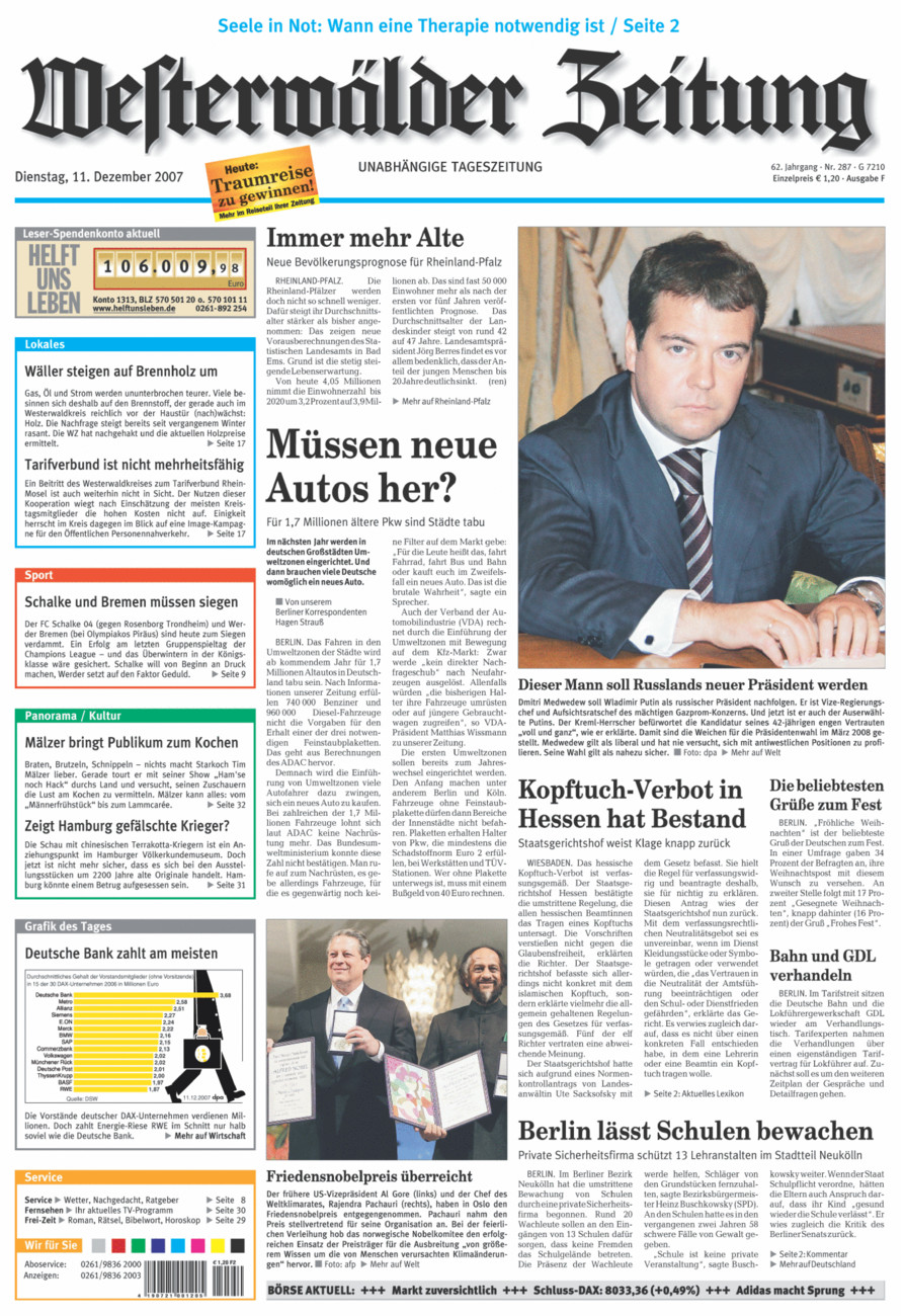 Westerwälder Zeitung vom Dienstag, 11.12.2007