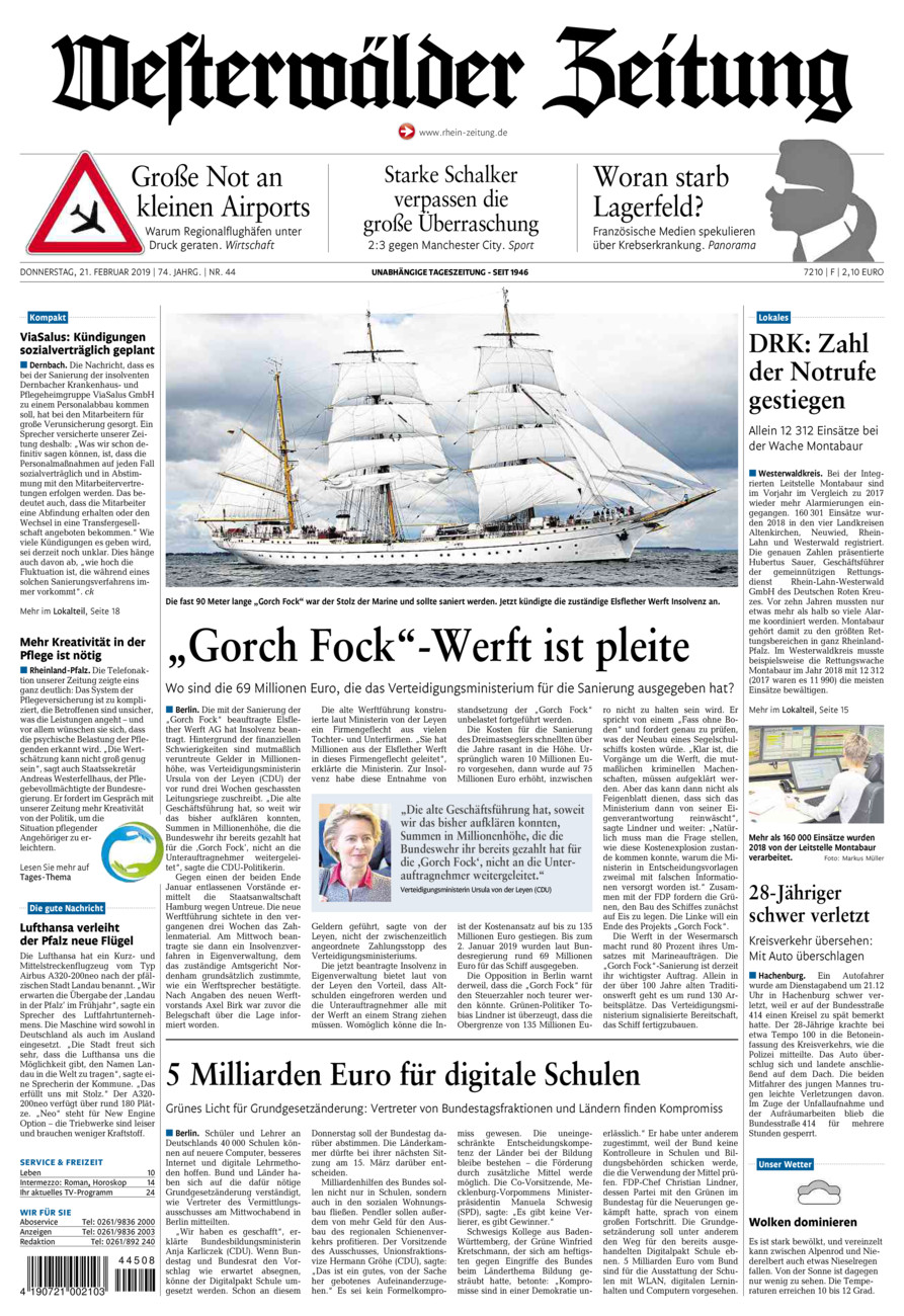 Westerwälder Zeitung vom Donnerstag, 21.02.2019