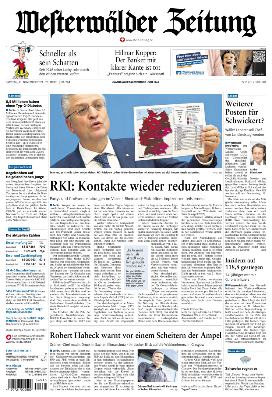 Westerwälder Zeitung vom Samstag, 13.11.2021