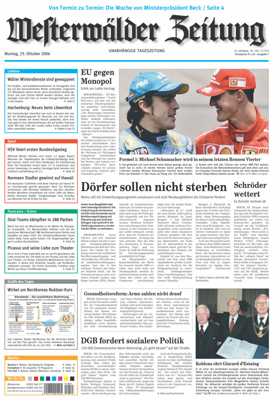 Westerwälder Zeitung vom Montag, 23.10.2006