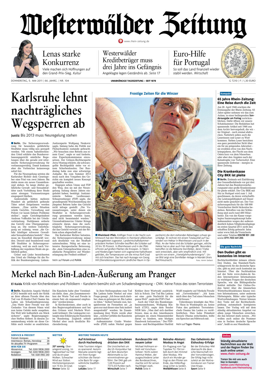 Westerwälder Zeitung vom Donnerstag, 05.05.2011