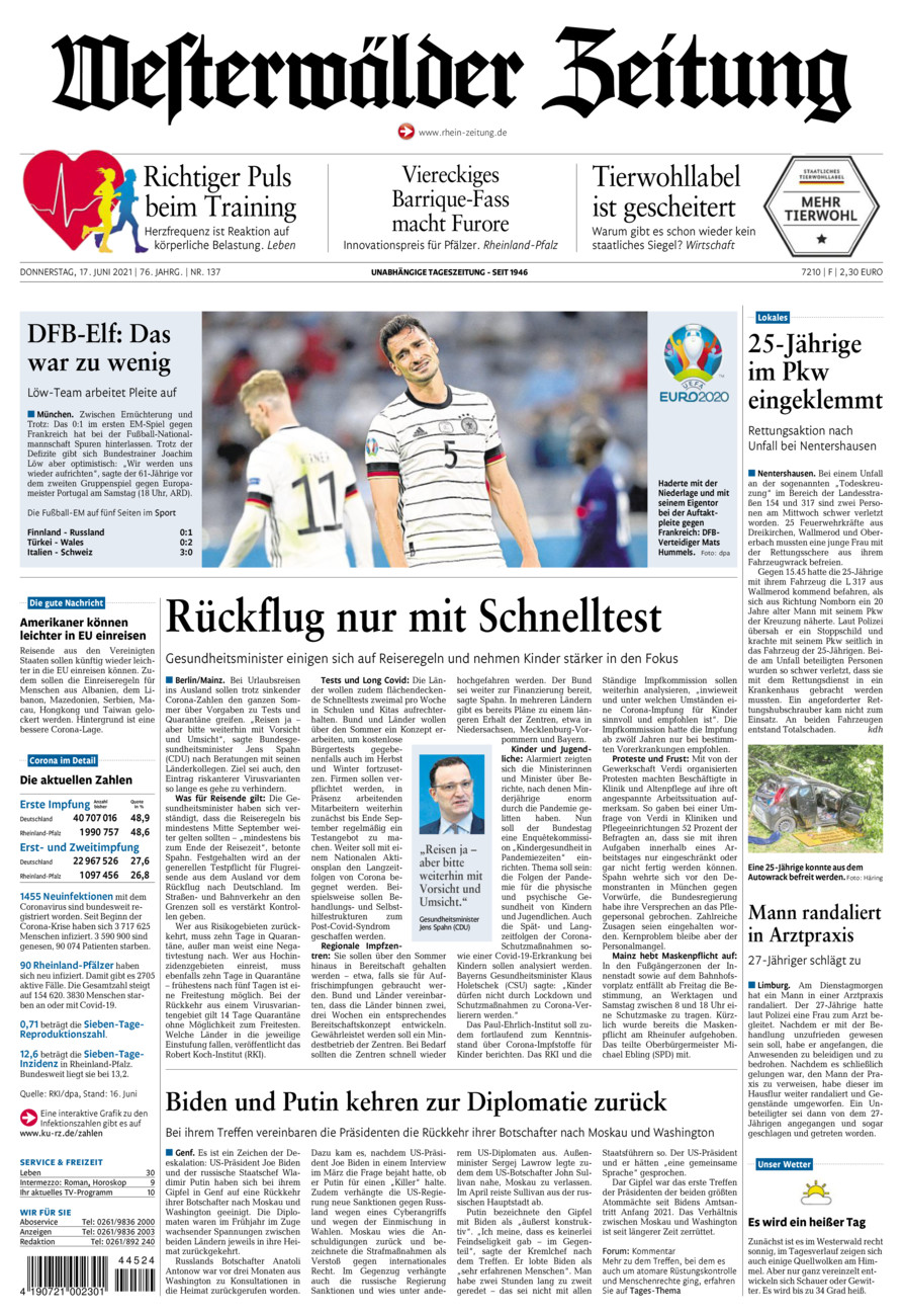 Westerwälder Zeitung vom Donnerstag, 17.06.2021