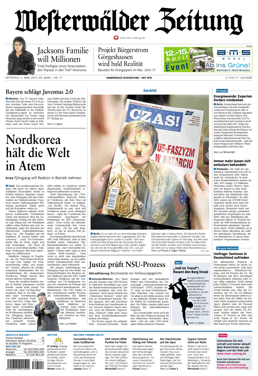 Westerwälder Zeitung vom Mittwoch, 03.04.2013