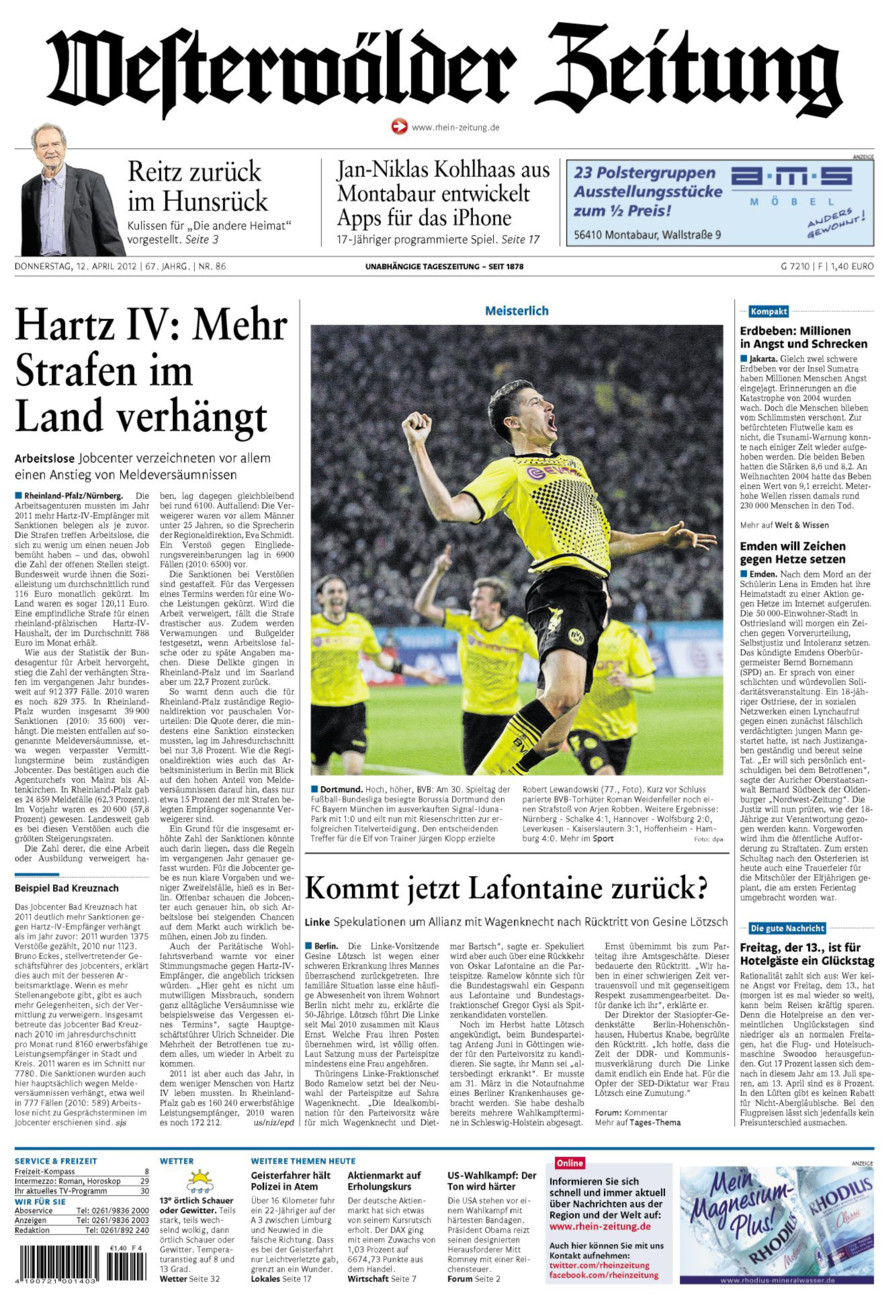 Westerwälder Zeitung vom Donnerstag, 12.04.2012