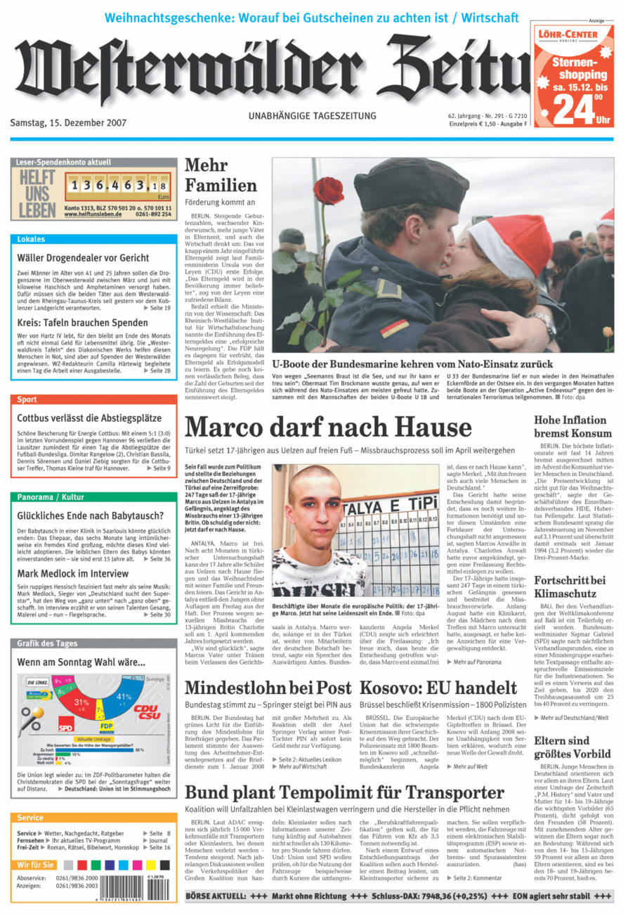 Westerwälder Zeitung vom Samstag, 15.12.2007