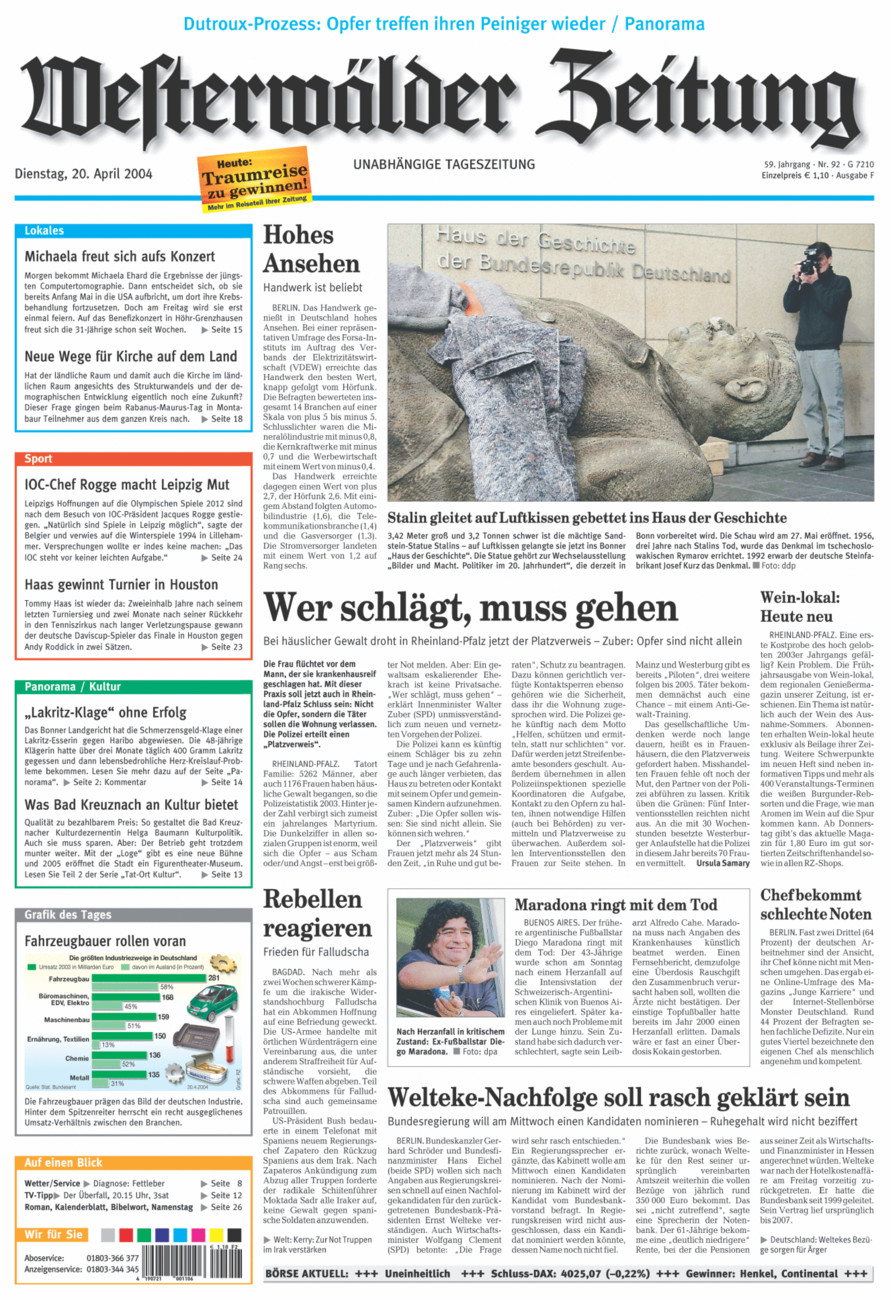 Westerwälder Zeitung vom Dienstag, 20.04.2004