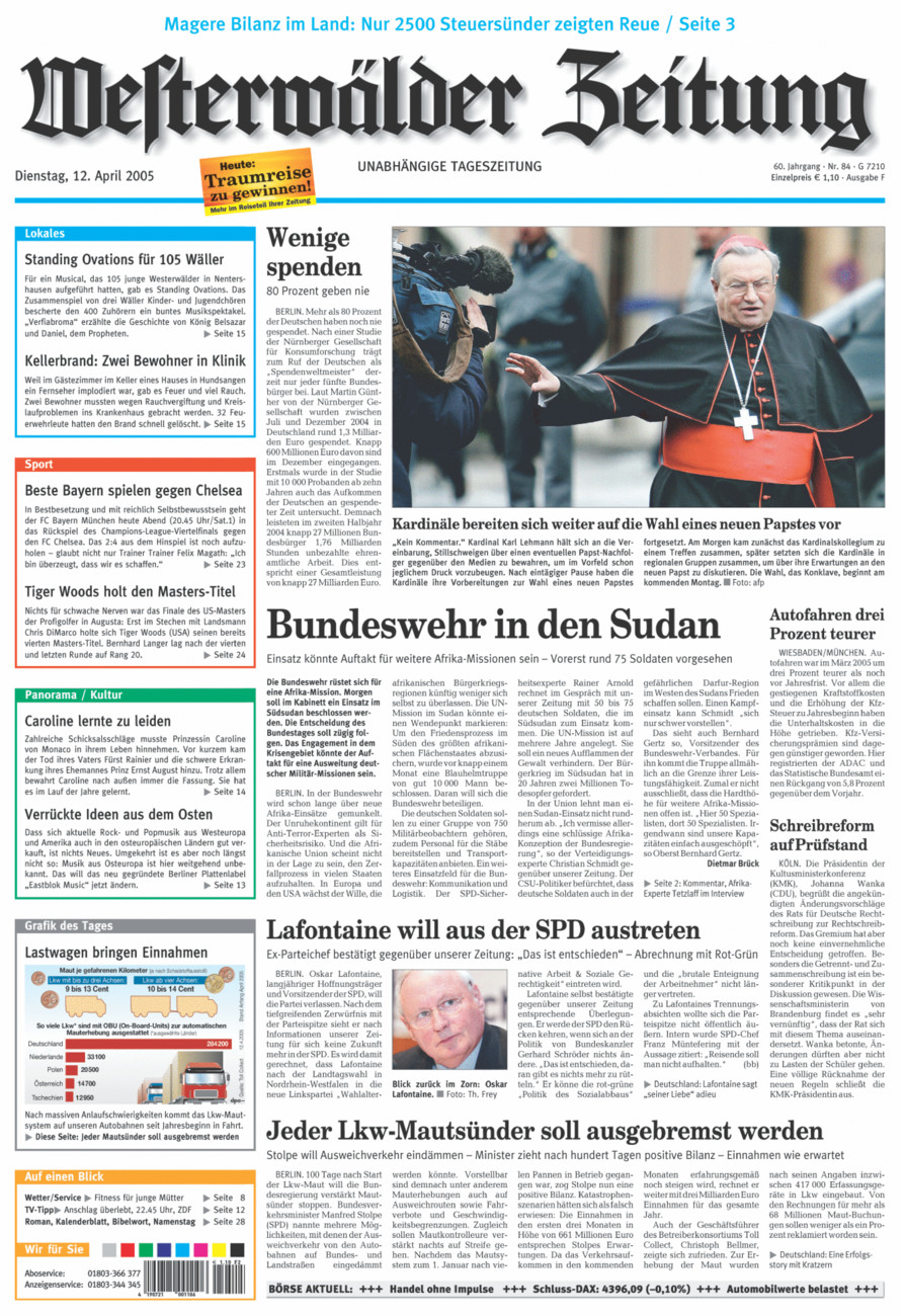 Westerwälder Zeitung vom Dienstag, 12.04.2005