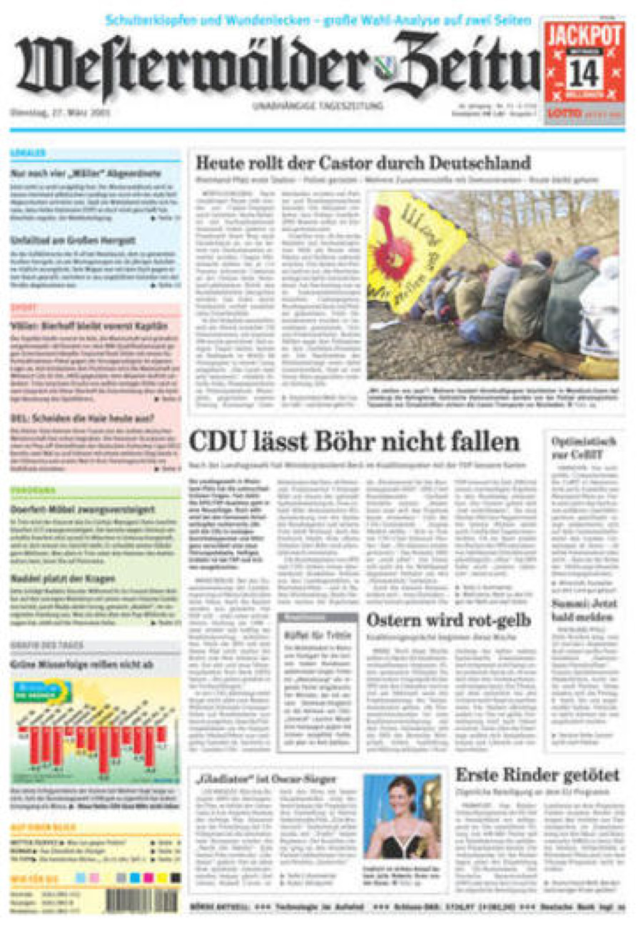 Westerwälder Zeitung vom Dienstag, 27.03.2001