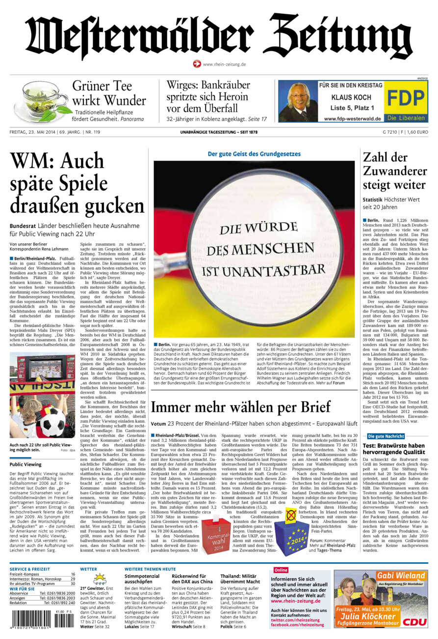 Westerwälder Zeitung vom Freitag, 23.05.2014