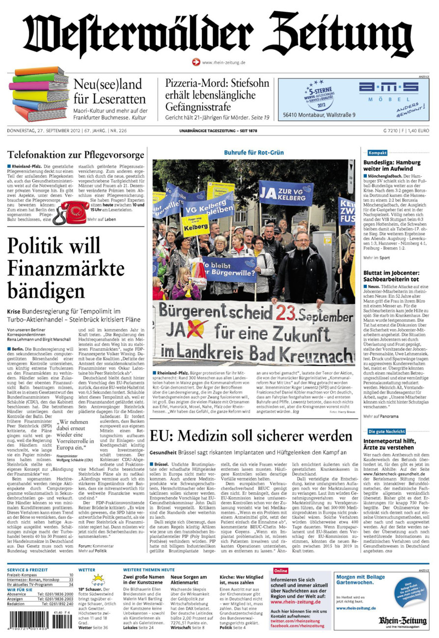 Westerwälder Zeitung vom Donnerstag, 27.09.2012