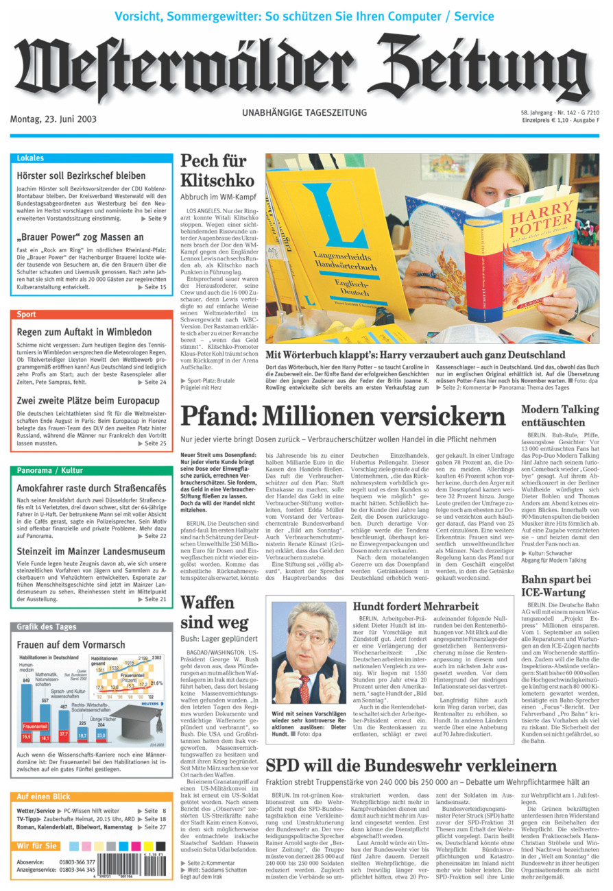 Westerwälder Zeitung vom Montag, 23.06.2003