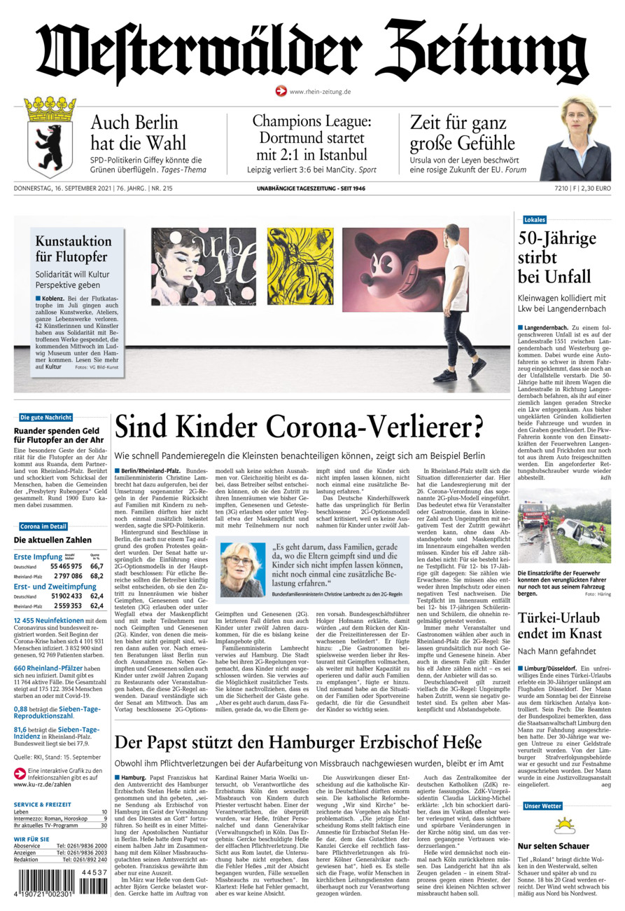 Westerwälder Zeitung vom Donnerstag, 16.09.2021