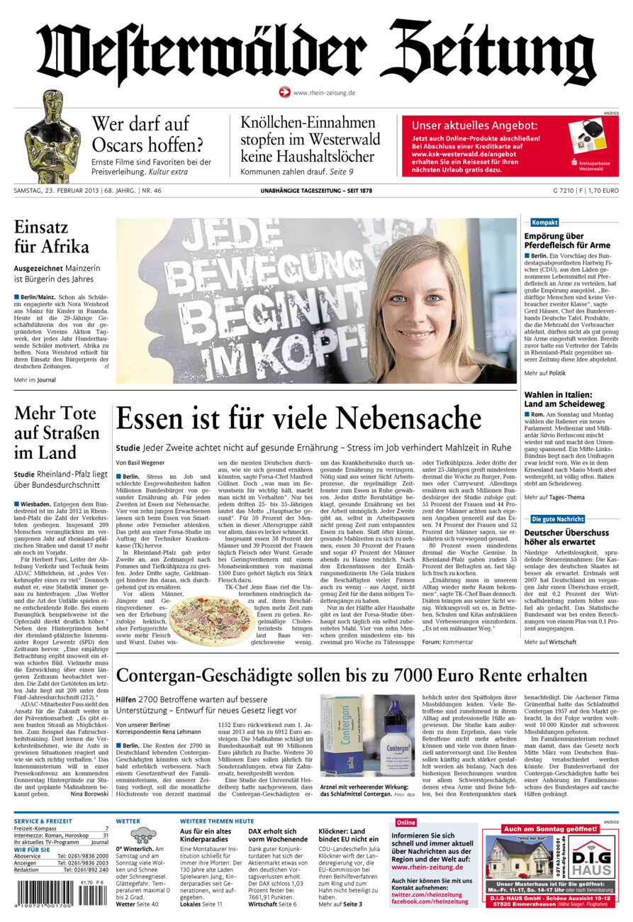 Westerwälder Zeitung vom Samstag, 23.02.2013