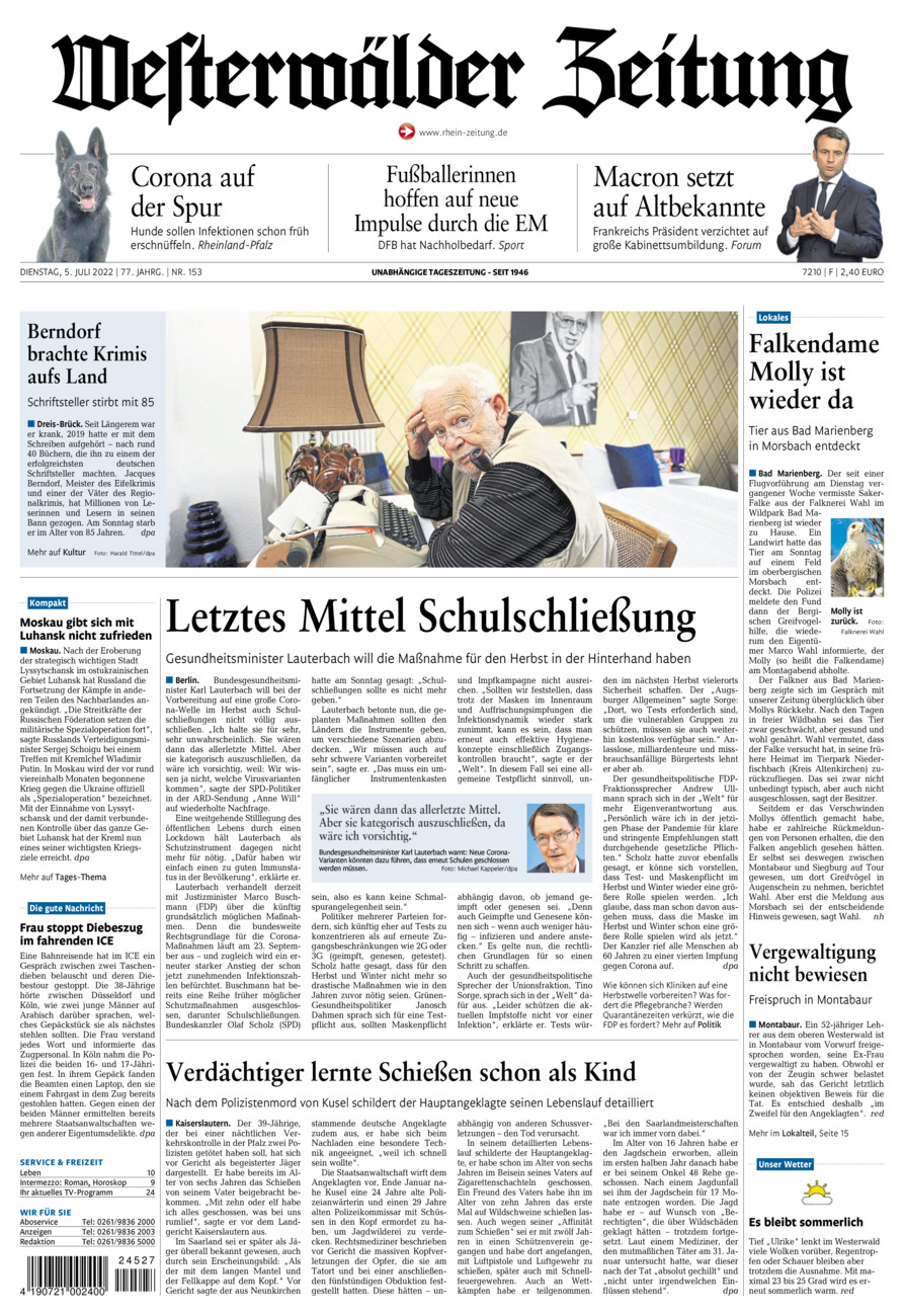 Westerwälder Zeitung vom Dienstag, 05.07.2022