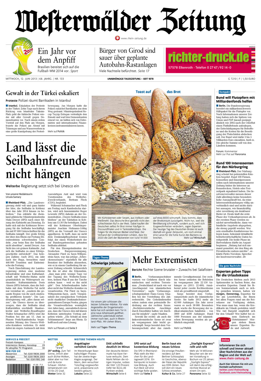 Westerwälder Zeitung vom Mittwoch, 12.06.2013